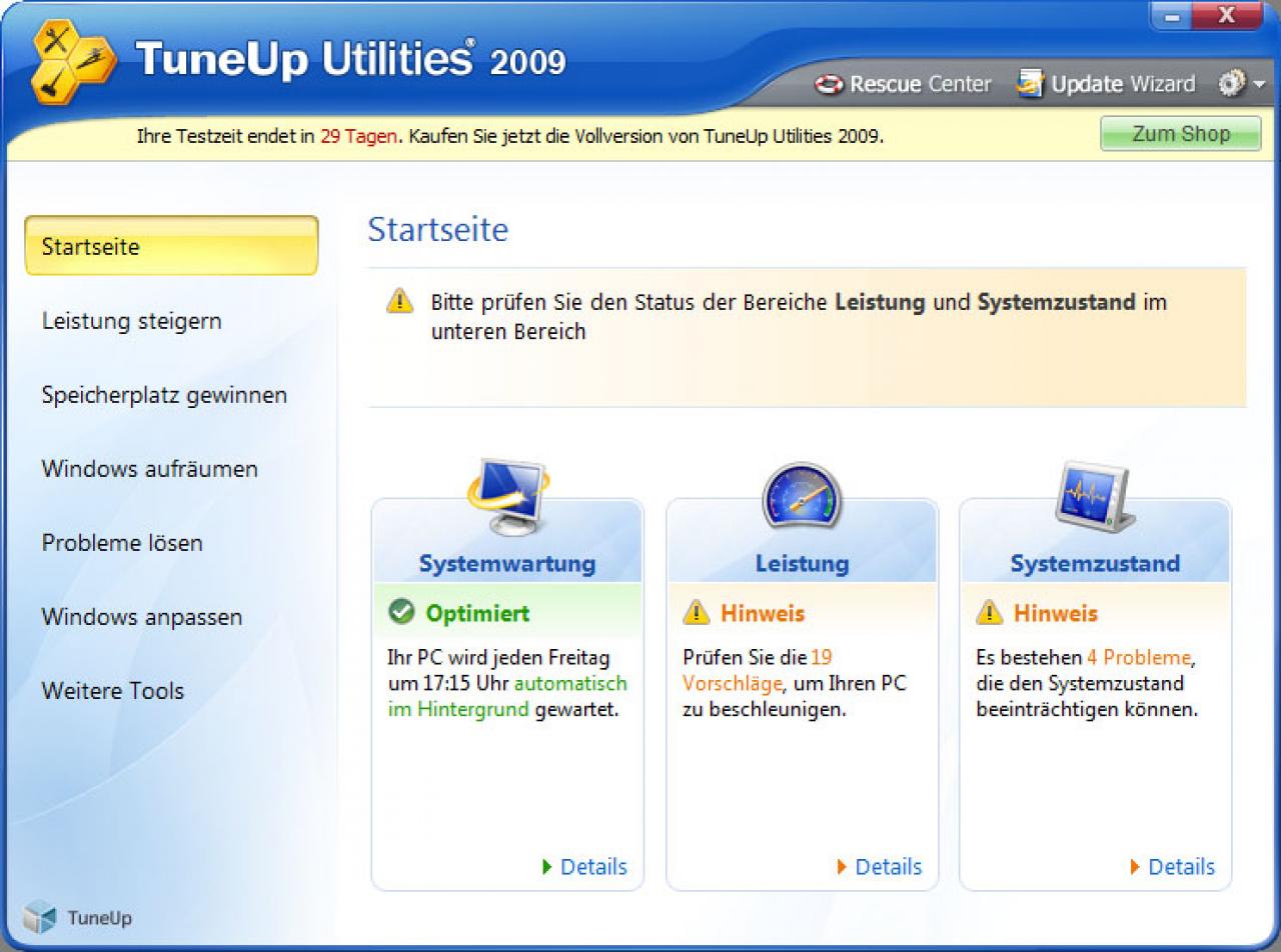 [14/11/2008] Tuneup Utilities 2009: Von Tuneup Utilities 2009 liegt offizell auch noch keine Version vor, die Windows 7 unterstützt. Erst Version 2010 soll Windows 7 unterstützen. 