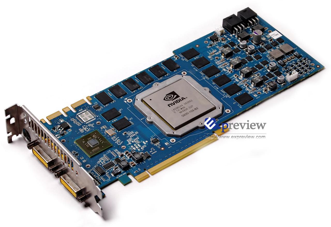 [08/12/2008] Zotacs Version der Geforce GTX 260 mit 55-nm-GT200 soll über ein blaues PCB verfügen (Bild: Expreview)