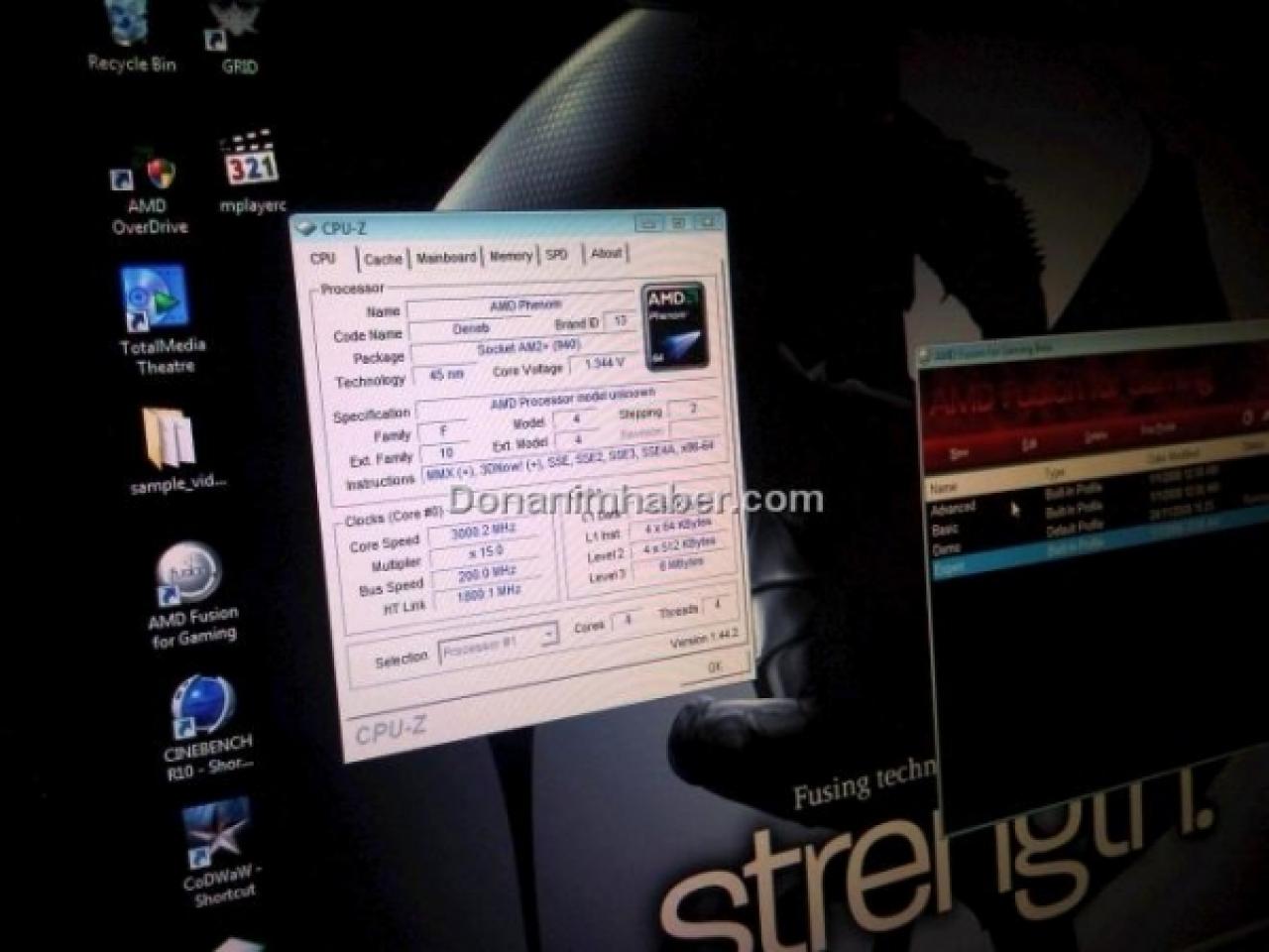 [04/12/2008] 3 GHz- Der Standardtakt eines AMD Phenom II X4 940 (Bild: Donanimhaber.com)