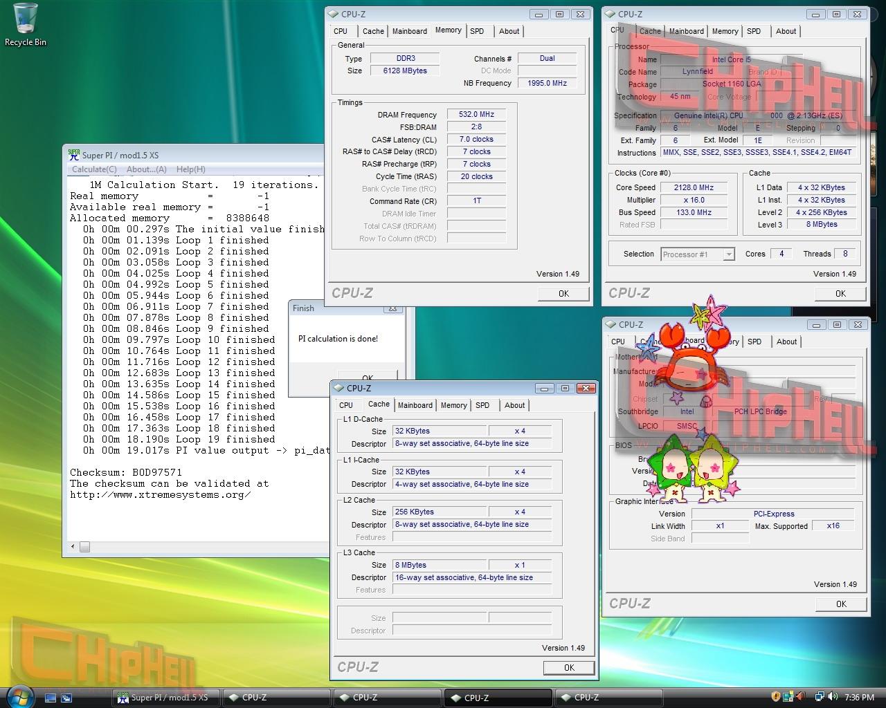 [09/12/2008] Ergebnis eines Core-i5-Prozessors in Super Pi 1M.