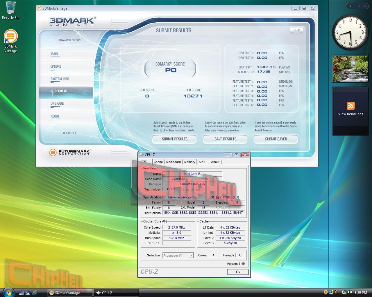 [09/12/2008] Ergebnis eines Core-i5-Prozessors im 3DMark Vantage.