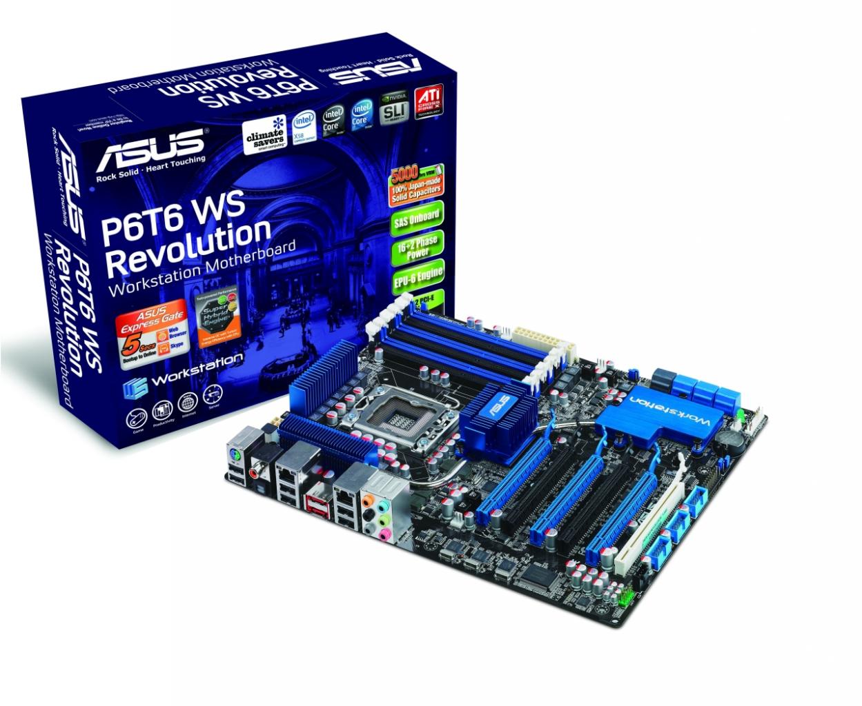 [04/12/2008] Asus P6T6 WS Revolution: High-End-X58-Board für 370 Euro. (Bild: Asus)