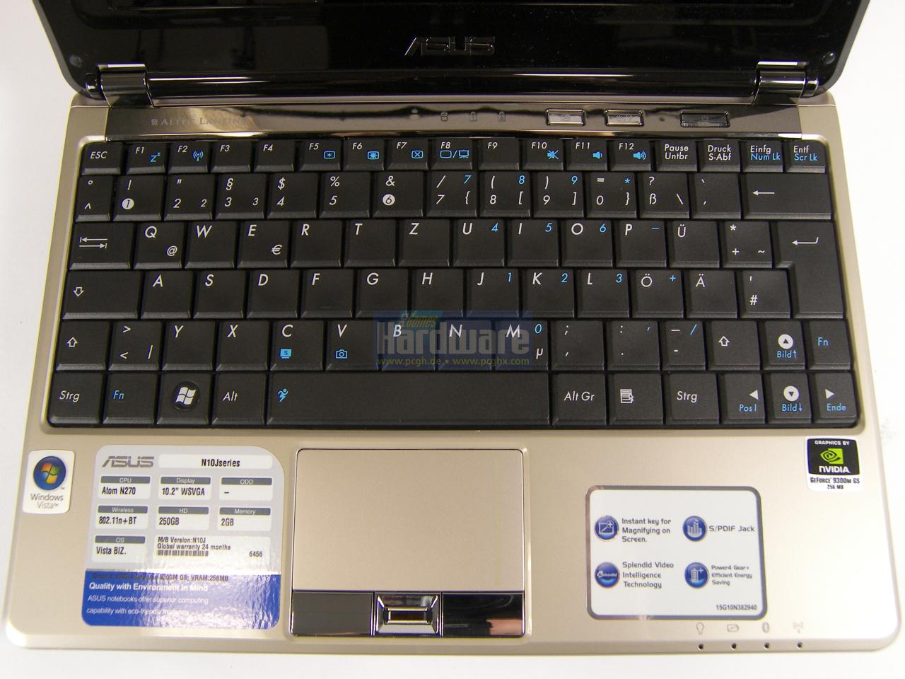 [01/12/2008] Asus N10J: die Tastatur und Handballenauflage