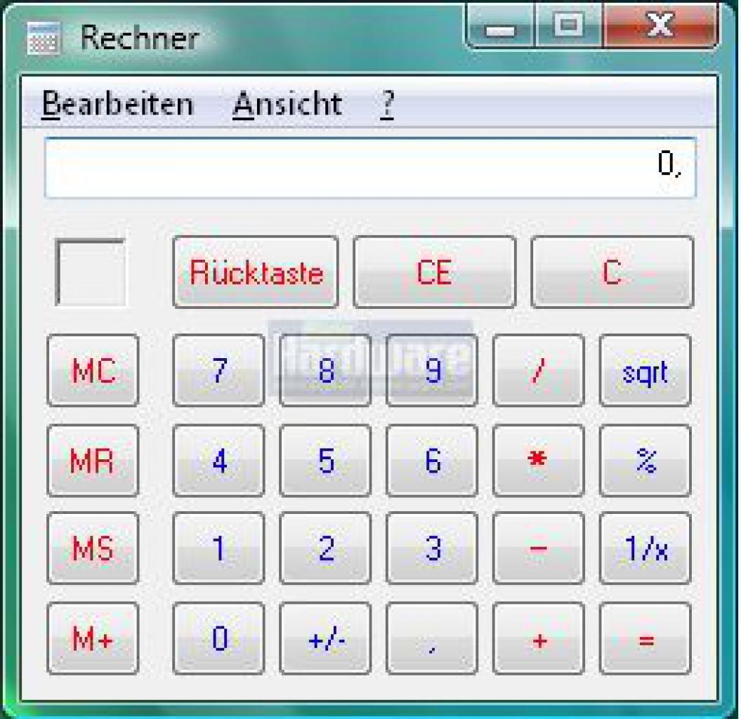 [19/12/2008] Taschenrechner: Windows Vista