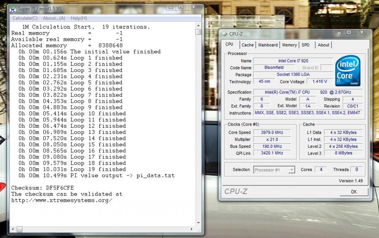 [22/12/2008] Super Pi 1M mit 3.979 MHz