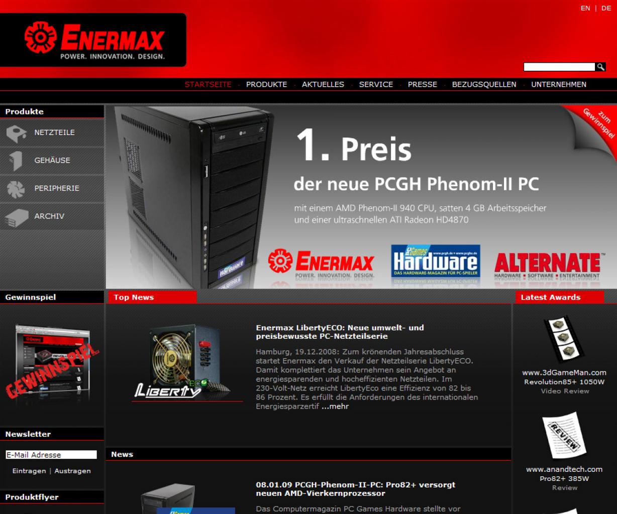 [14/01/2009] Beantworten Sie Fragen zur neuen Enermax-Webseite und gewinnen Sie einen PCGH-PC.
