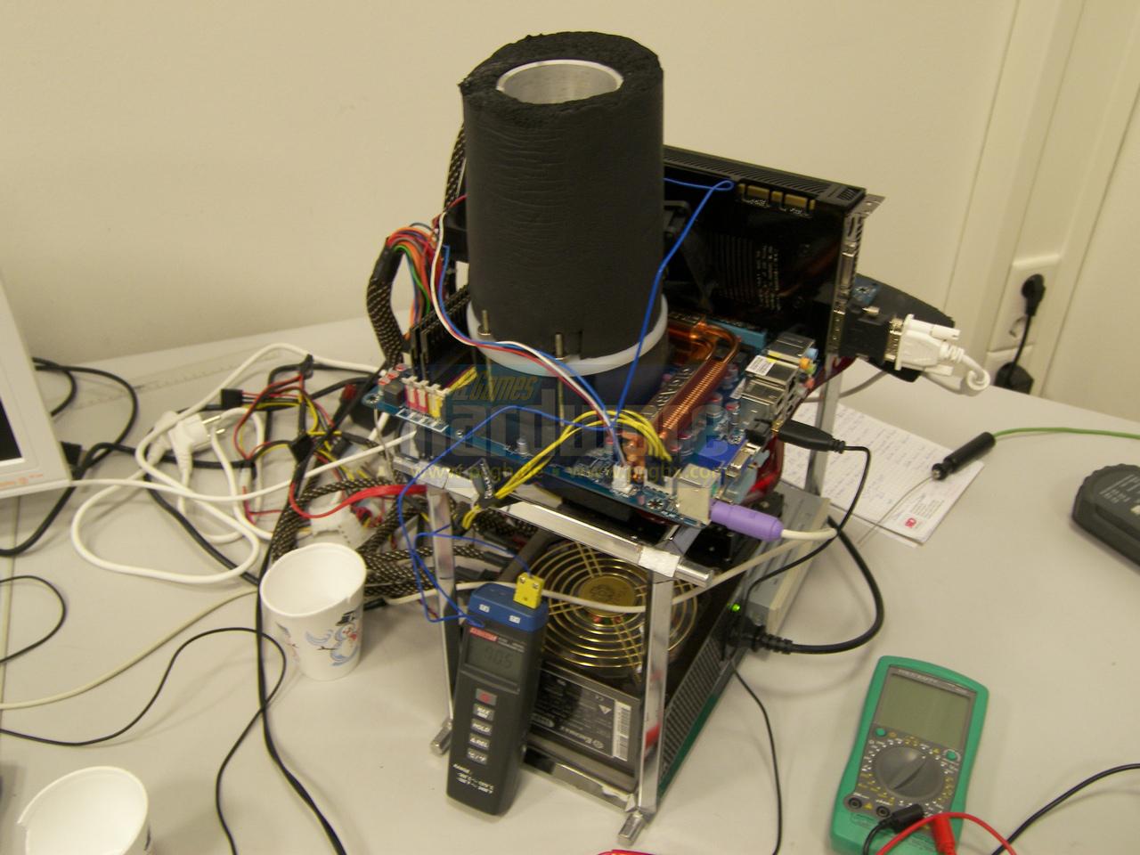 [07/01/2009] Das System wurde während der gesamten Tests mit Trockeneis im offenen Aufbau betrieben.