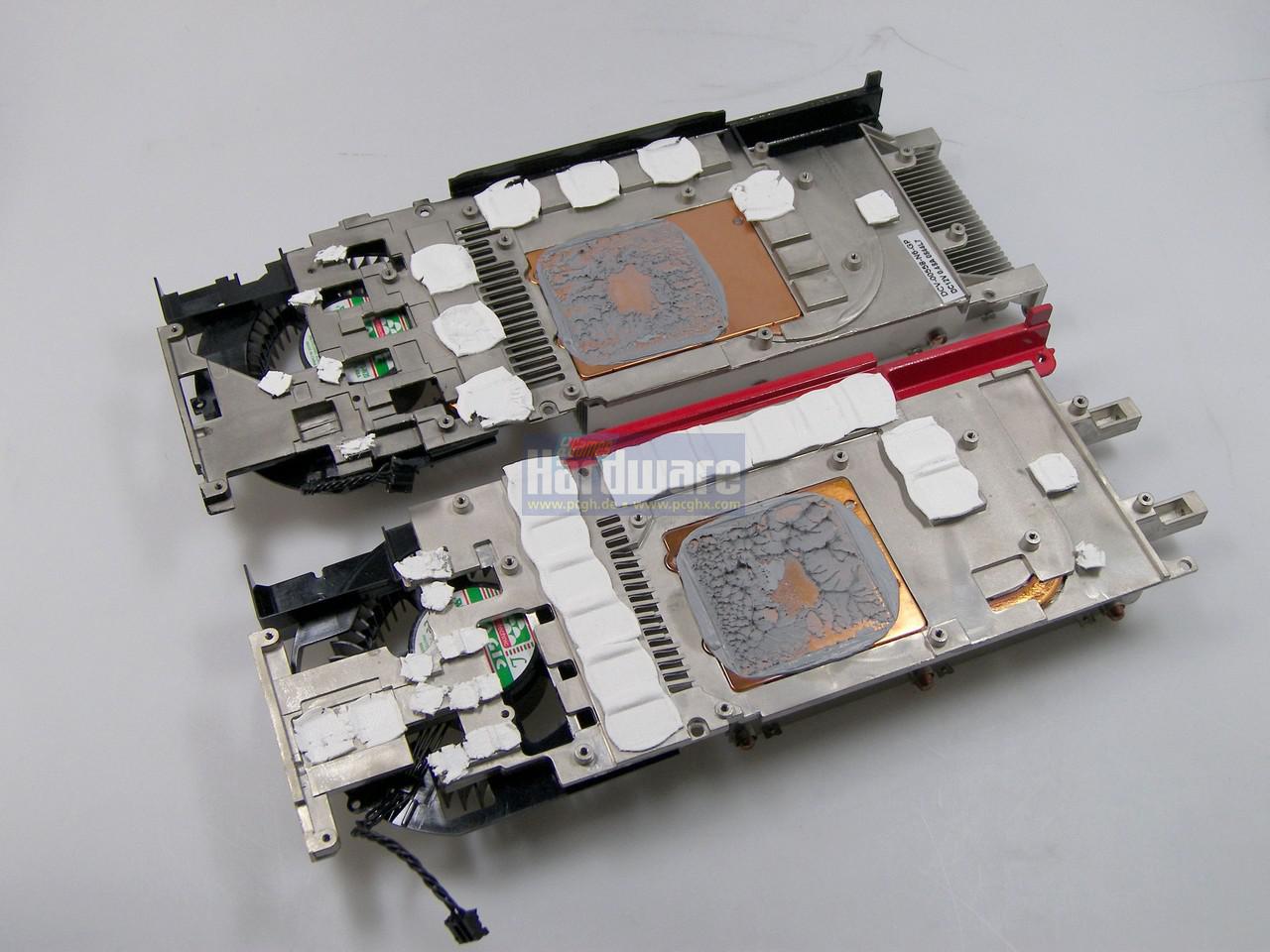 [21/01/2009] Kühlerunterseite im Vergleich: Geforce GTX 260-216 (65nm) im Vergleich zur Geforce GTX 260-216 (55nm)