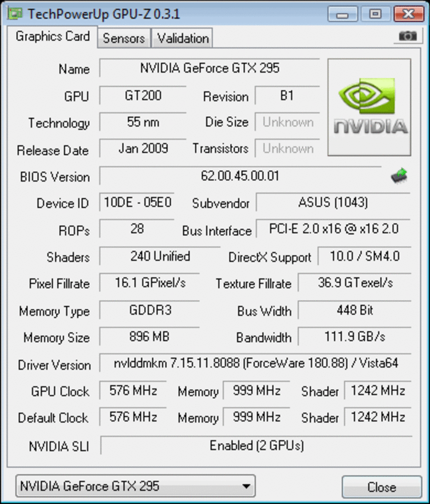 [08/01/2009] Geforce GTX 295: Die Retail-Karte von Asus mit neuerem BIOS