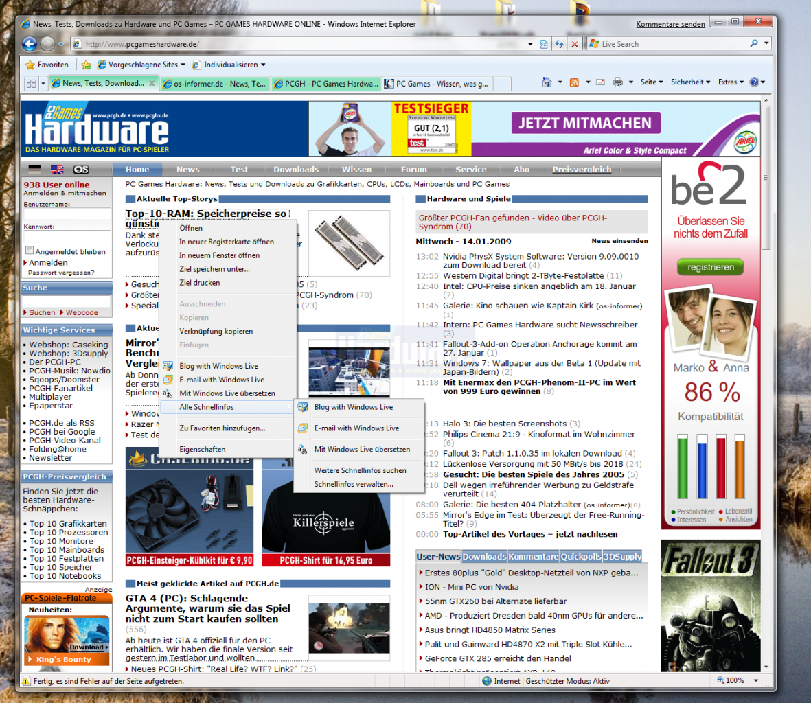 [14/01/2009] Windows 7: Internet Explorer 8 (Beta 2)