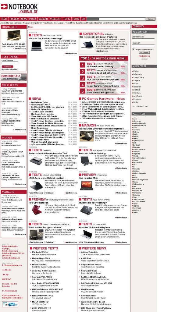 [31/01/2009] Notebookjournal.de: Neuer Partner von PC Games Hardware