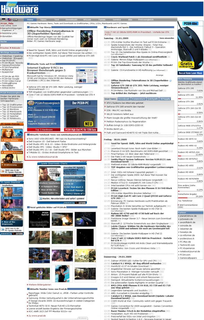 [31/01/2009] Neuer Service bei www.pcgameshardware.de: Notebook-News von Notebookjournal.de direkt auf der Main
