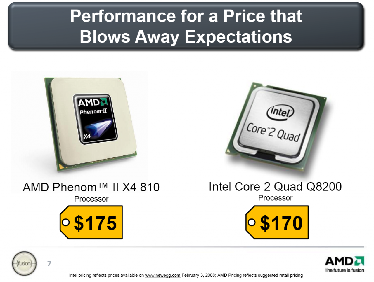 [06/02/2009] Den X4 810 stellt AMD dem Core 2 Quad Q8200 entgegen.