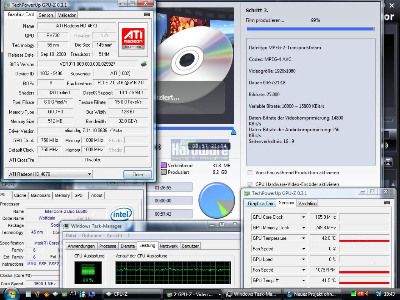 [15/02/2009] Grafikkarte beschleunigt Videoschnitt - CUDA und Ati-Stream sei dank. Radeon HD 4670 MPEG4-AVC 
