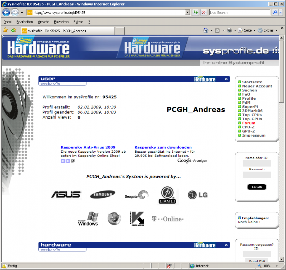 [09/02/2009] Profile der PC Games Hardware-Redation bei unserem Partner Sysprofile.de (1)