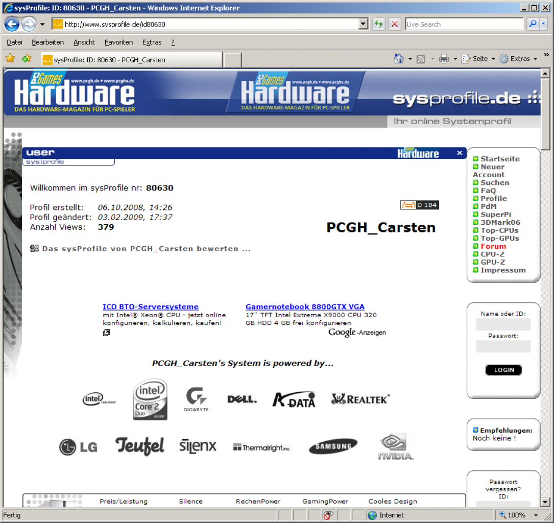 [09/02/2009] Profile der PC Games Hardware-Redation bei unserem Partner Sysprofile.de (2)