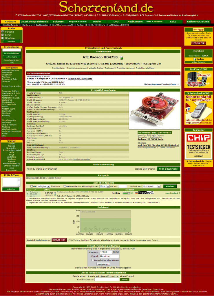 [23/03/2009] AMD Ati Radeon HD 4750 im Preisvergleich gelistet (1)