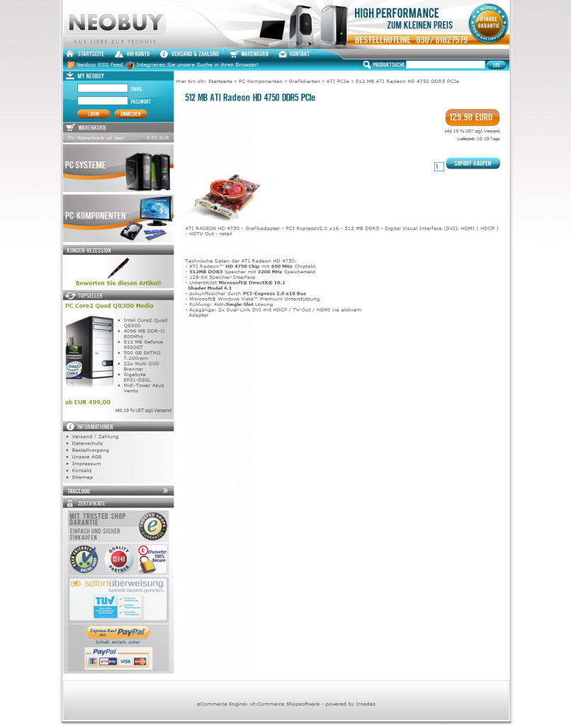 [23/03/2009] AMD Ati Radeon HD 4750 im Preisvergleich gelistet (2)