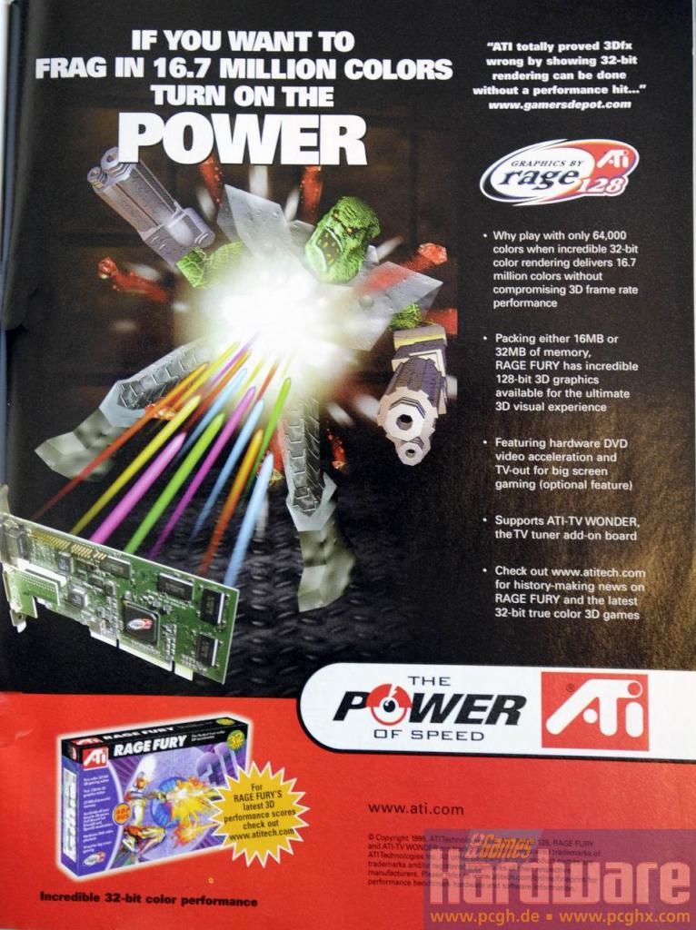 [18/03/2009] Kultige IT-Werbung: Rage 128 erlaubt Frags in 16,7 Mio. Farben (Ati Marketing FTW)