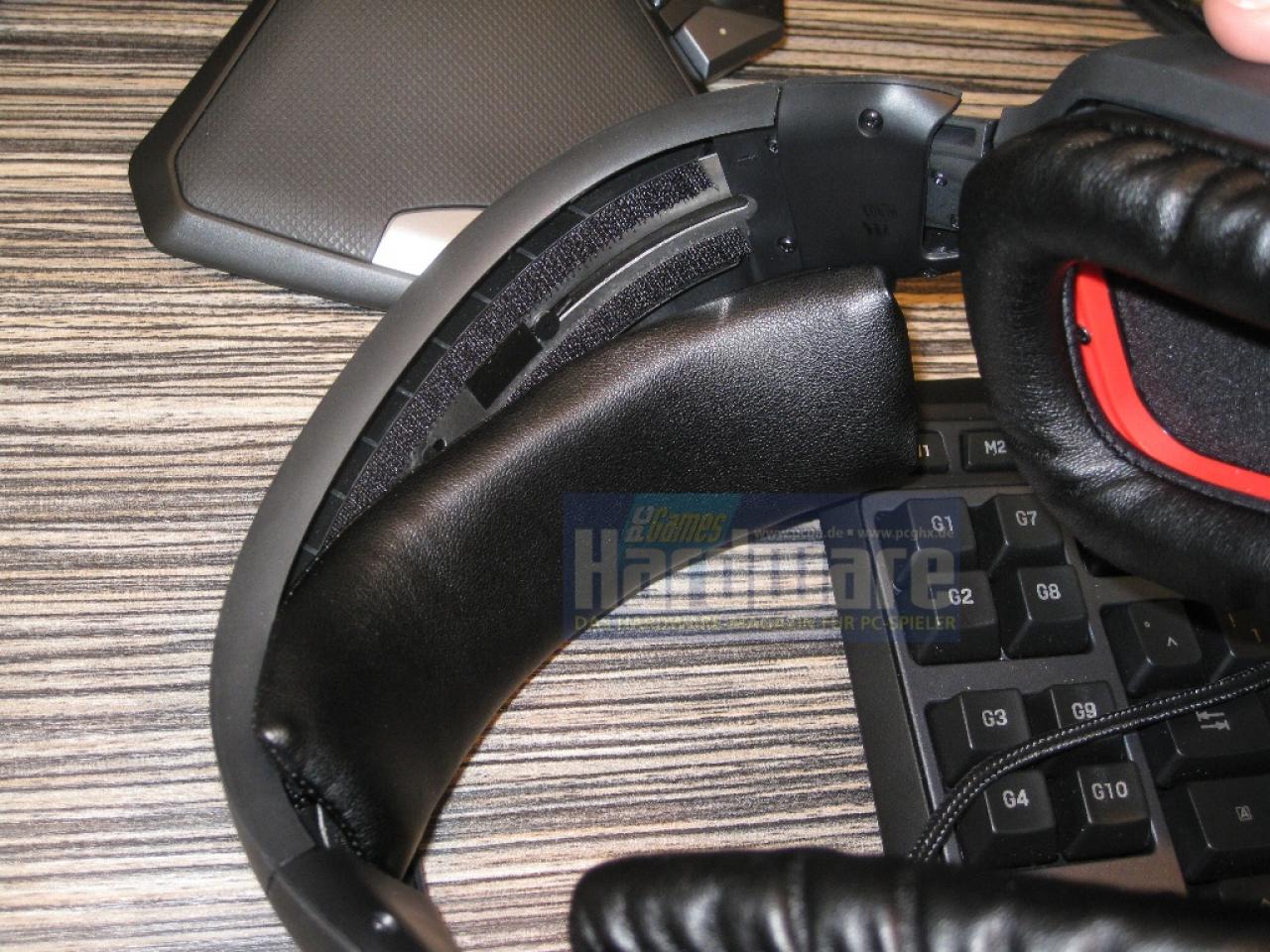 [05/03/2009] Logitech G35: Die Beschichtung des Kopfbügels lässt sich austauschen.