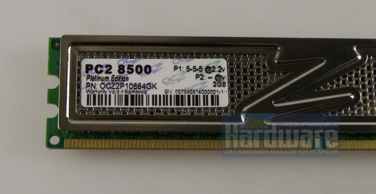 [13/03/2009] OCZ OCZ2P10664GK: Der Aufkleber verwirrt - der tRAS-Wert ist nicht angegeben und ein zweites EPP-Profil (