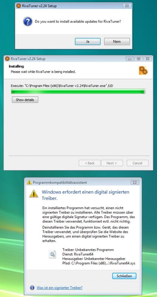 [23/03/2009] Während der Installation unter Vista bemängelt das OS, der Treiber sei nicht signiert. Klicken Sie auf 