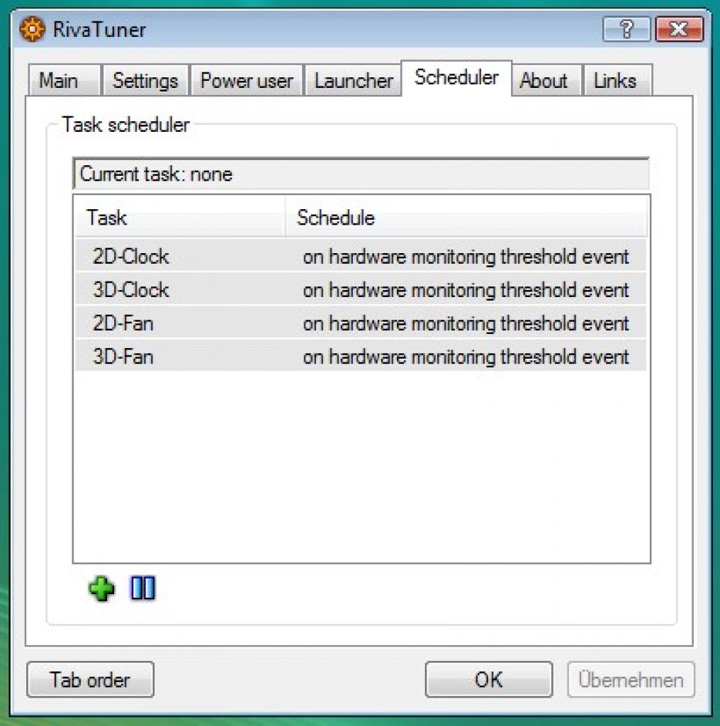 [23/03/2009] Anschließend sollten alle vier Profile im Scheduler gelistet sein.