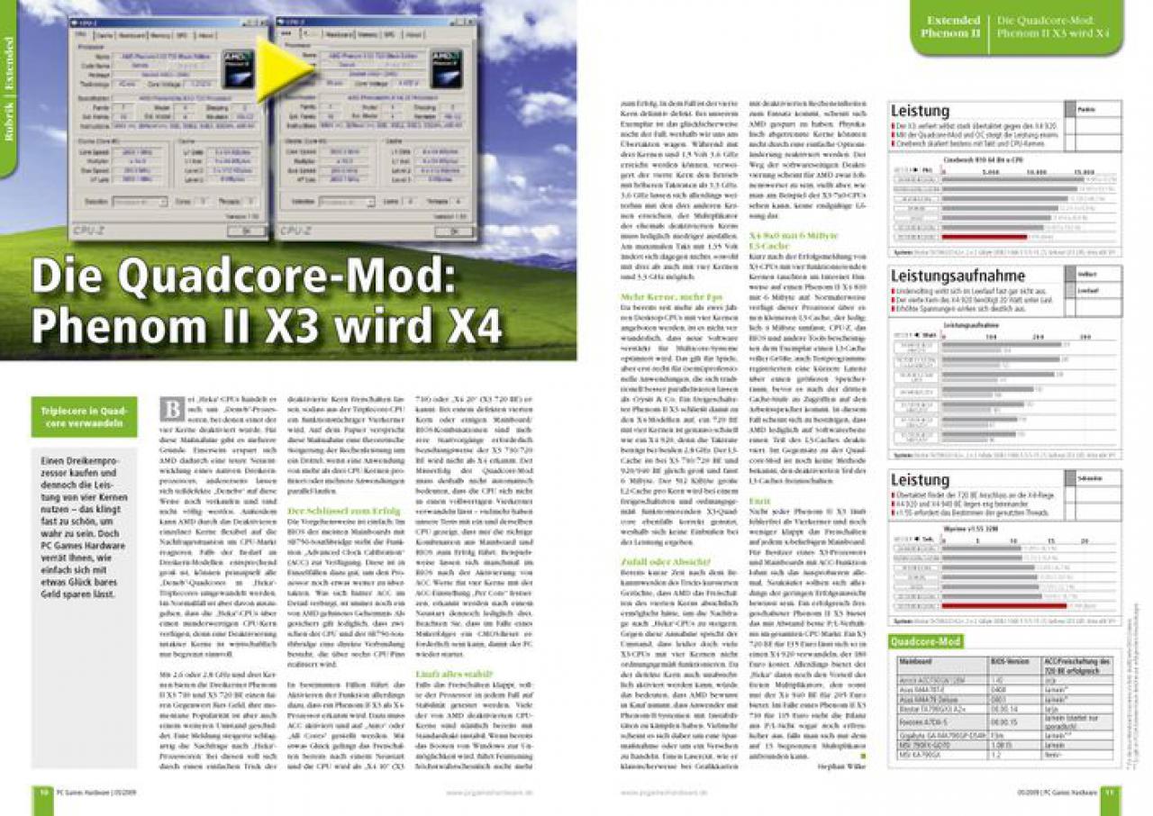 [31/03/2009] Einen Dreikernprozessor kaufen und dennoch die Leistung von vier Kernen nutzen – das klingt fast zu schön, um wahr zu sein. Doch PC Games Hardware verrät Ihnen, wie einfach sich mit etwas Glück bares Geld sparen lässt.