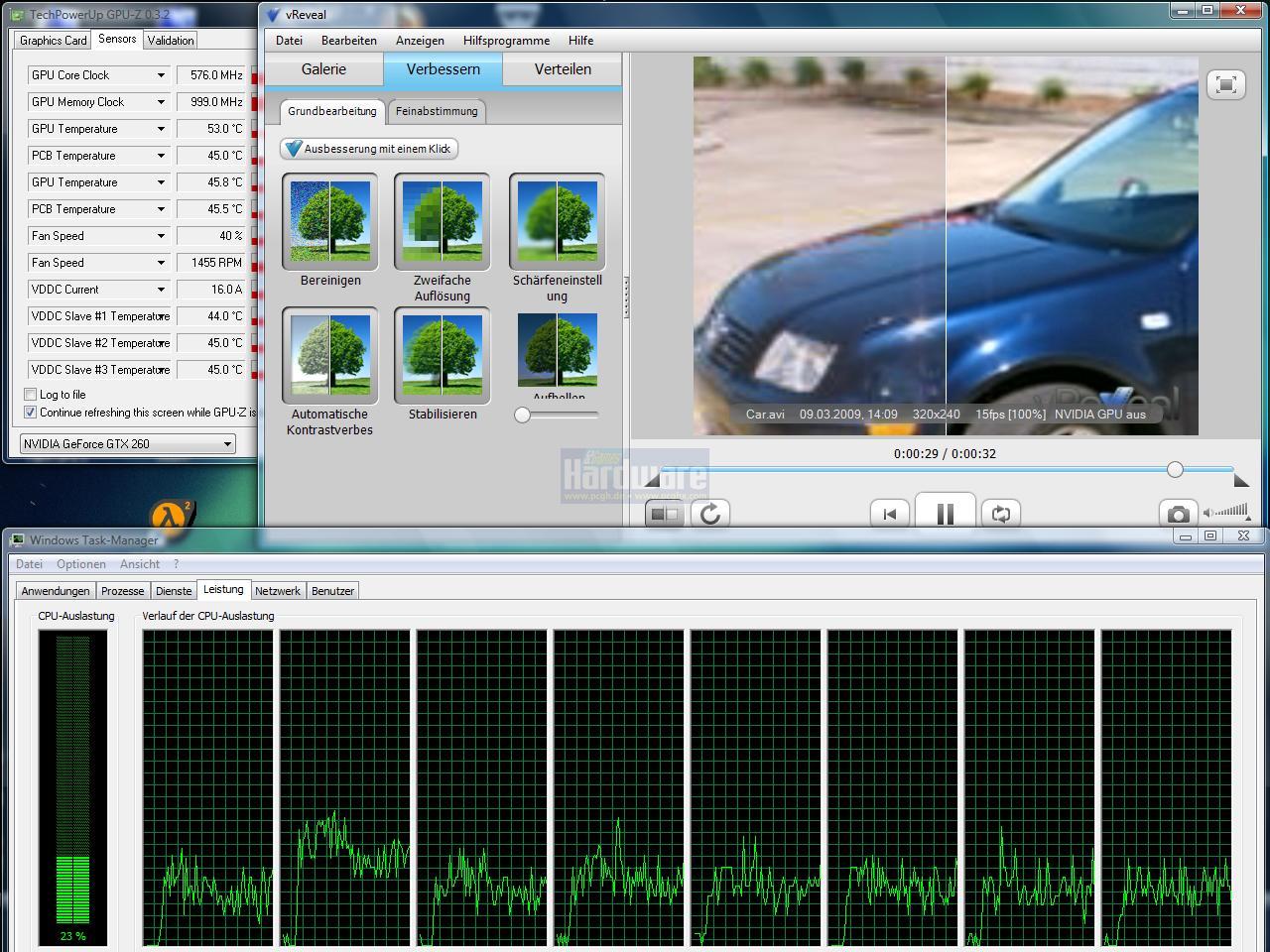 [23/03/2009] vReveal von MotionDSP: Verbesserung der Bildqualität von Videos - optional mithilfe CUDAs und der GPU um ein Vielfaches beschleunigt. (4)