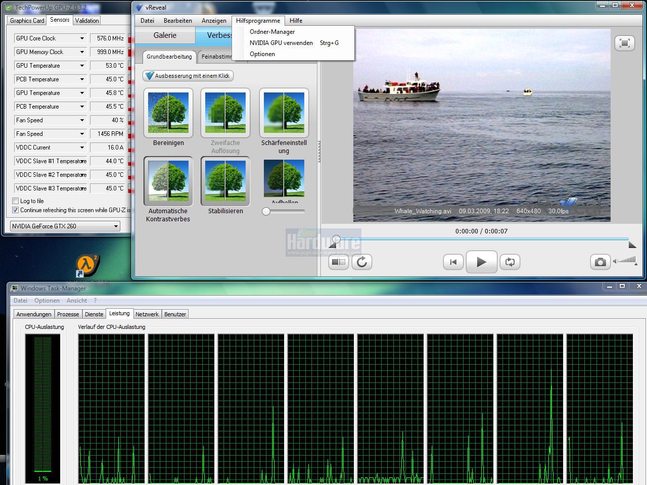 [23/03/2009] vReveal von MotionDSP: Verbesserung der Bildqualität von Videos - optional mithilfe CUDAs und der GPU um ein Vielfaches beschleunigt. (6)