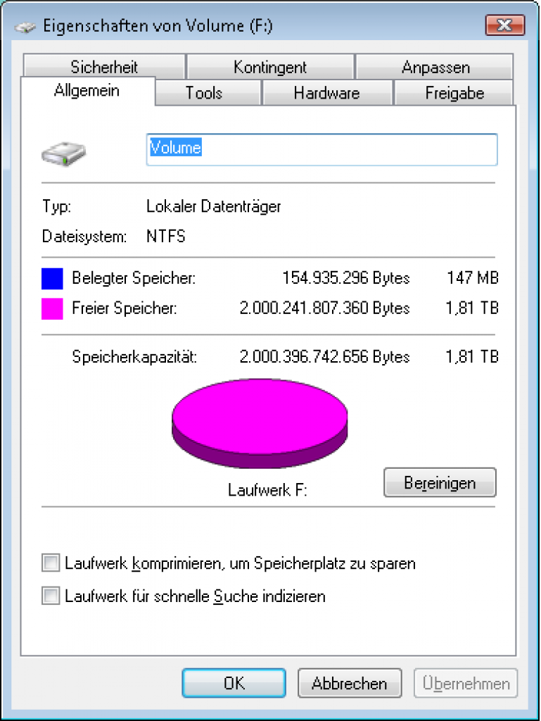 [05/03/2009] 2-Terabyte-Festplatte unter Windows: Hier sind's angeblich nur 
