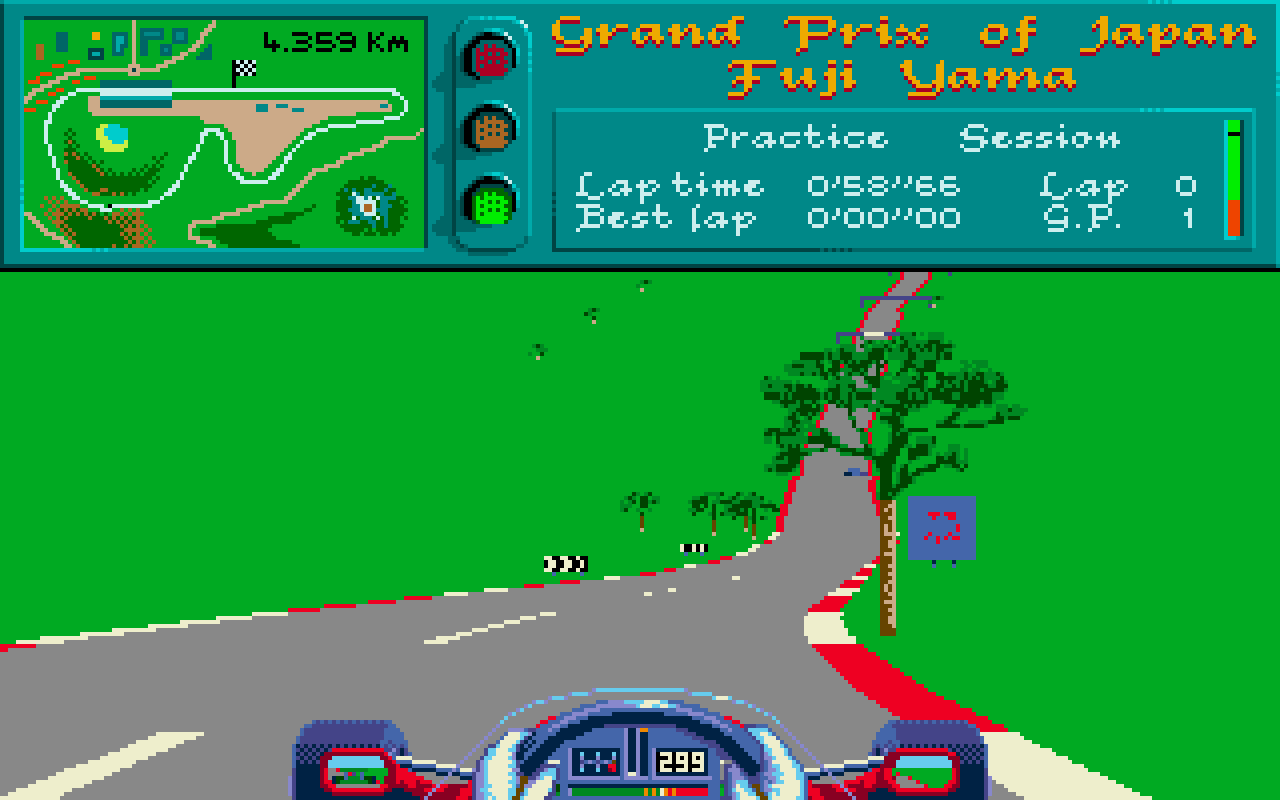 [28/04/2009] Vroom, 1991: Eines der ersten F1-Spiele, dass dreidimensionale Strecken bietet.