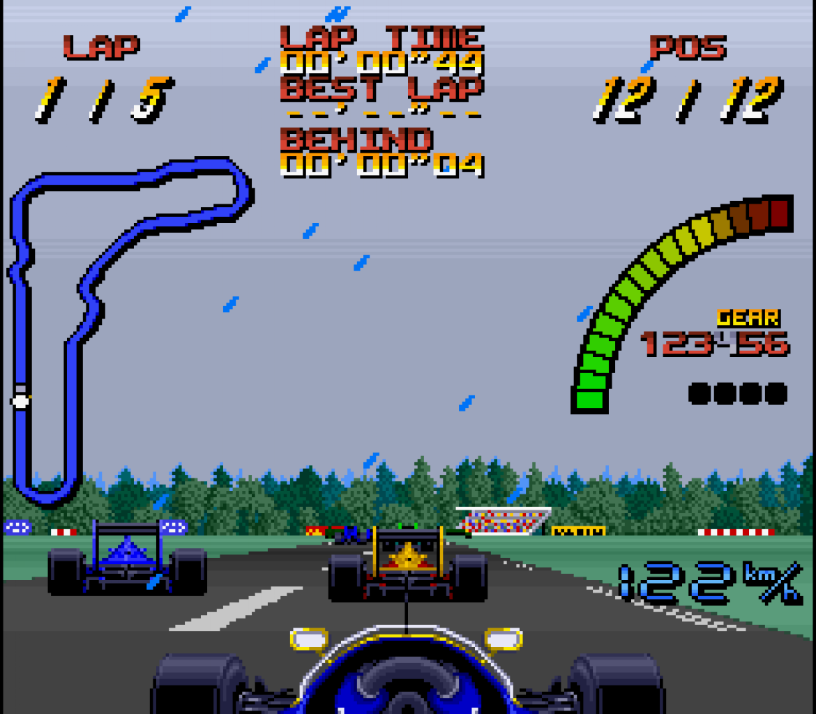 [28/04/2009] Nigel Mansell's World Championship, 1992: Das Bild stammt von der SNES-Version - Nigel Mansell gibt in der 16 Bit Version Fahranweisungen. Trotz 
