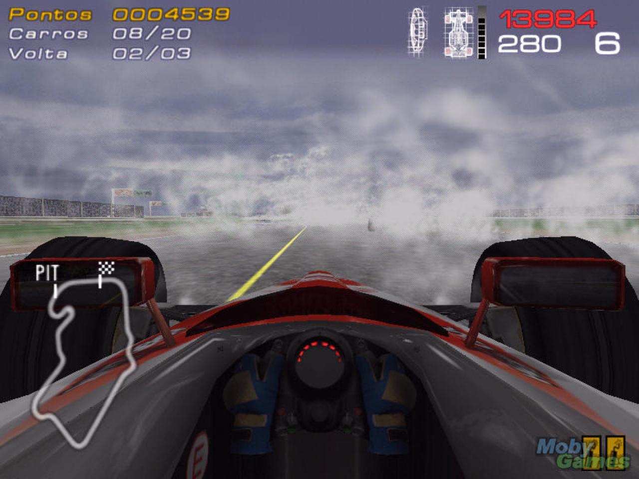[28/04/2009] Warm Up!, 2000: Der Titel bietet einen Helmet-Mode für die Ansicht, kann aber nicht überzeugen. Da soll noch einer sagen, EA hätte die Helmkamera im letzten NFS eingeführt.