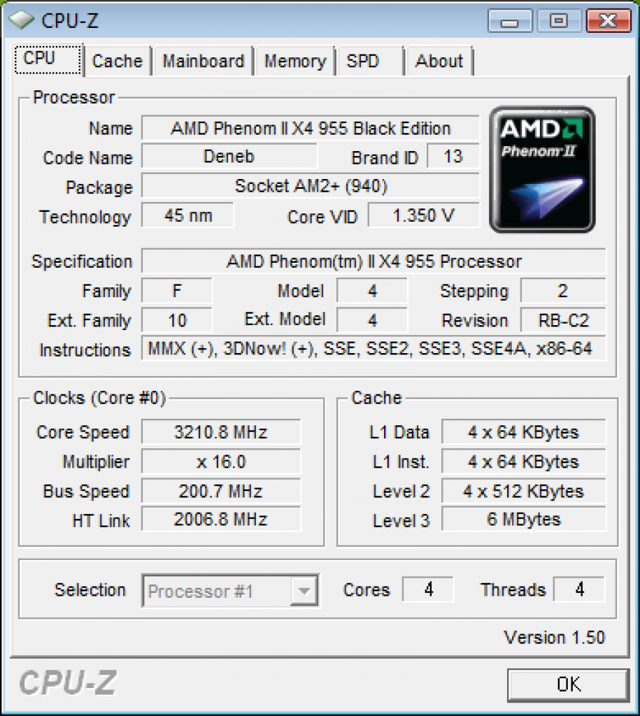 [23/04/2009] CPU-Z-Shot des AMD Phenom II X4 955