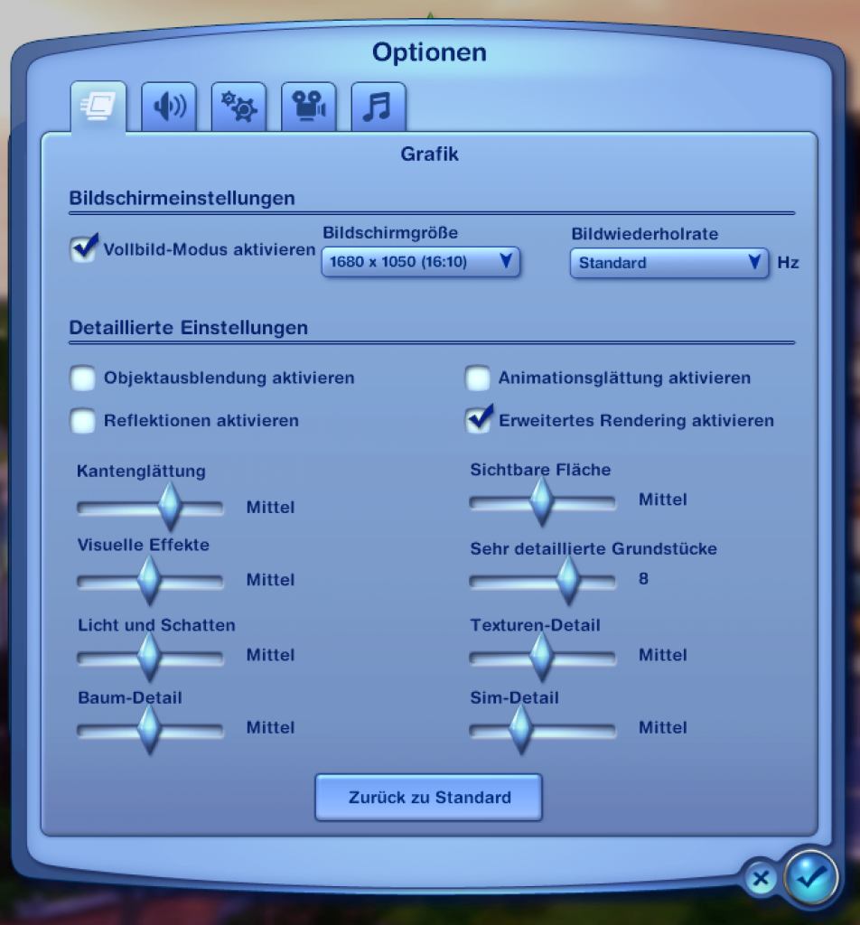 [28/05/2009] Die Sims 3: Einstellungen mittlere Details