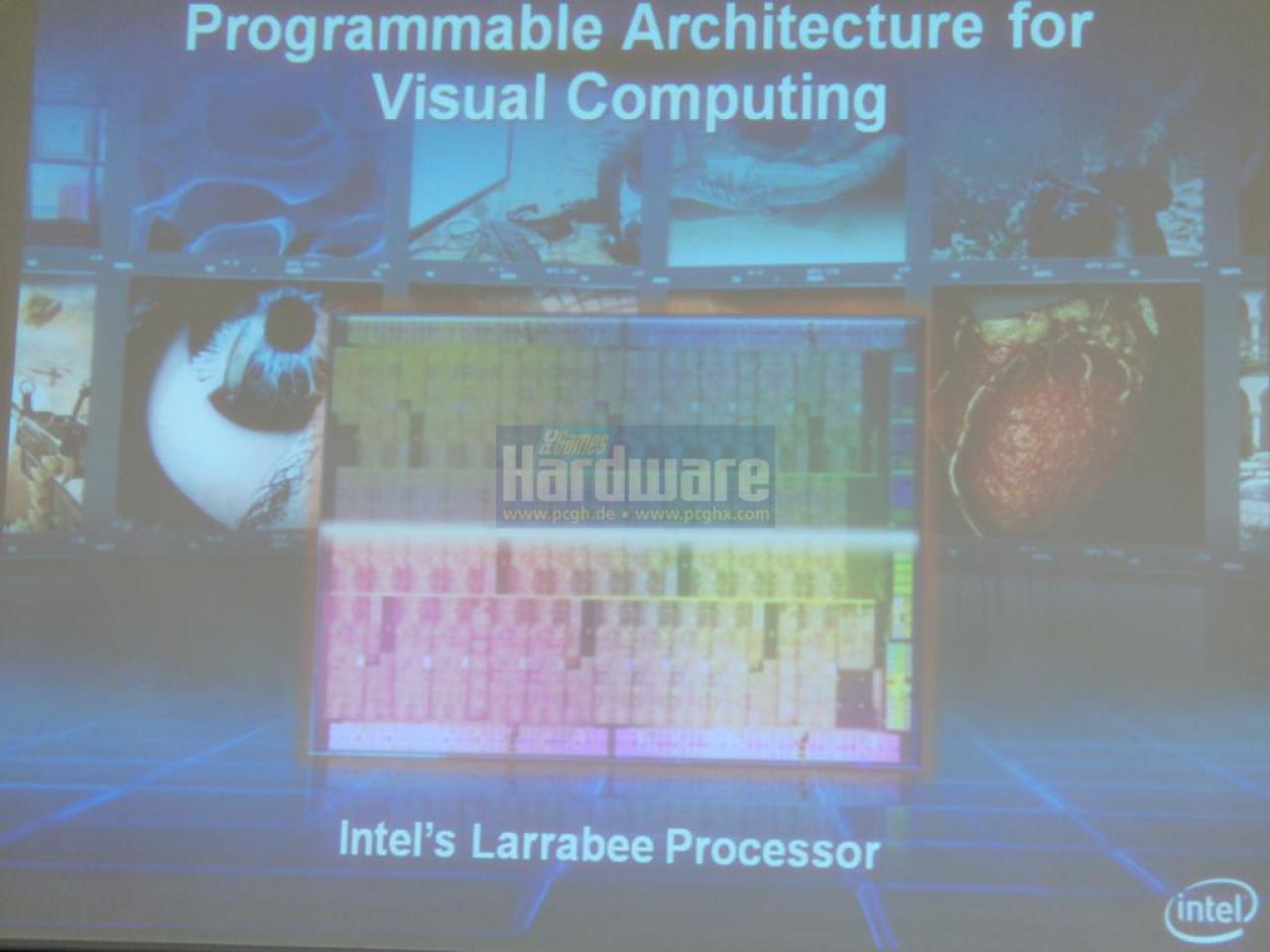 [12/05/2009] Intel zeigt den ersten Larrabee-Die-Shot auf der Eröffnung des Visual Computing Institute an der Universität des Saarlandes. (2)