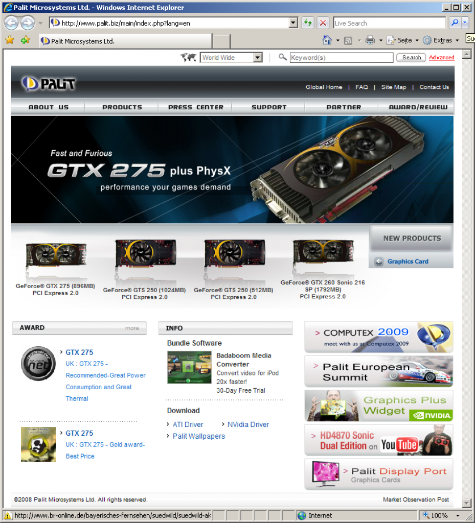 [27/05/2009] Für Palit spielen Radeon-Karten offenbar keine Rolle mehr