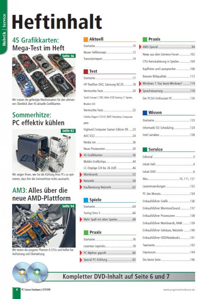 [03/06/2009] PC Games Hardware, Heftausgabe 07/2009, Heftinhalt