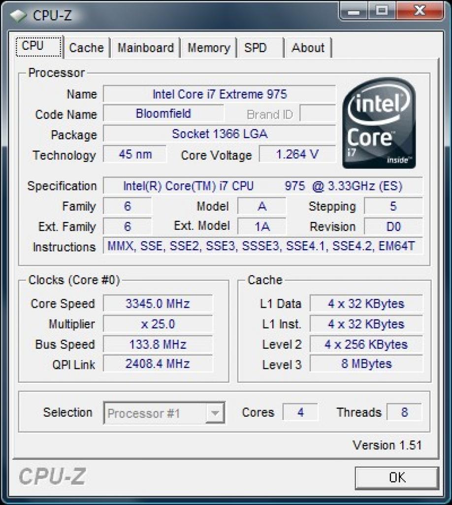 [02/06/2009] CPU-Z: Intel Core i7-975 XE