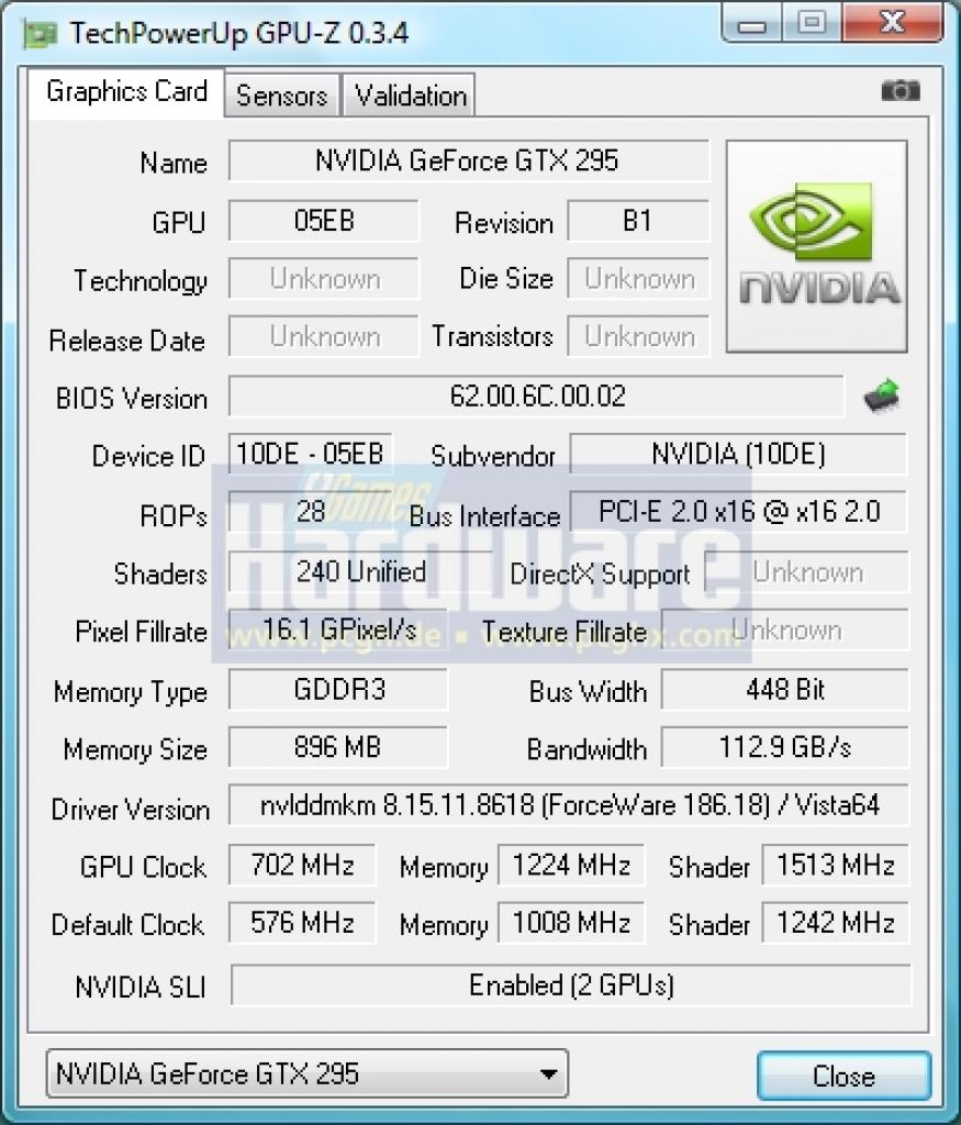 [22/06/2009] GPU-Z: Die neue GTX 295 lässt sich exzellent übertakten.