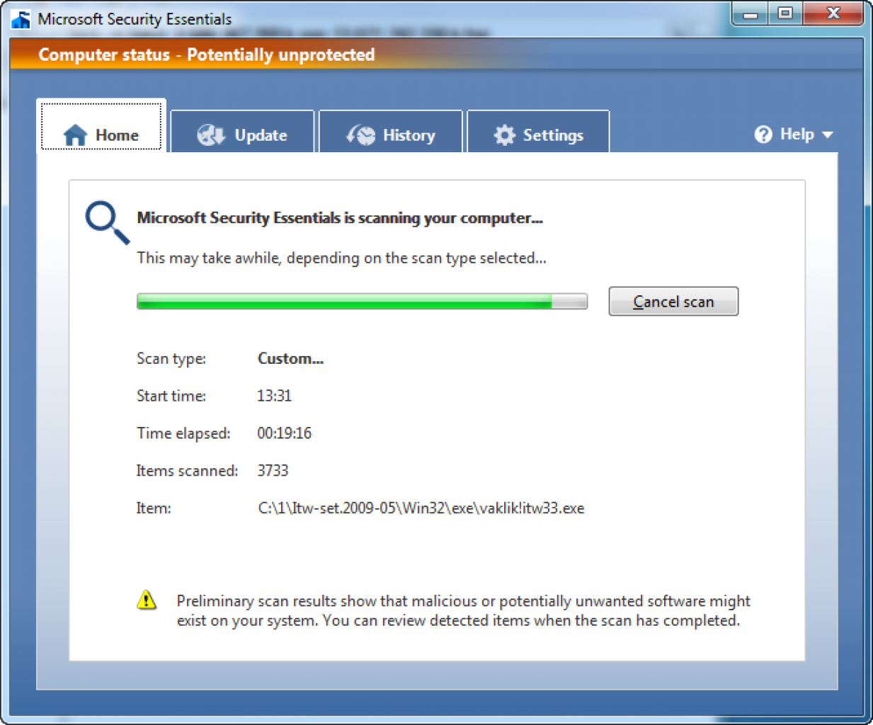 [24/06/2009] Microsoft Morro: Beta-Version bei AV-Test.org getestet. Scan unter Windows 7