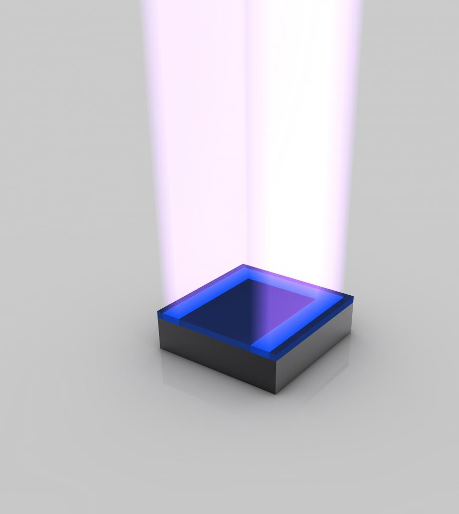 [08/07/2009] Belichtung (Maßstab: Transistorformat, ~50-200nm): Auf einem Wafer befinden sich normalerweise mehrere hunderte Mikroprozessoren. Zwecks besserer Übersicht werden im weiteren Verlauf aber nur einzelne funktionale Elemente betrachtet - Transistoren oder Teile davon. In einer CPU arbeiten Transistoren als Schaltelemente, die den Stromfluß steuern. Heutige Transistoren können so klein sein, dass 30 Millionen von ihnen auf eine Nadelspitze passen.