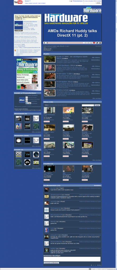[23/07/2009] Intern: Youtube-Kanal von PC Games Hardware feiert