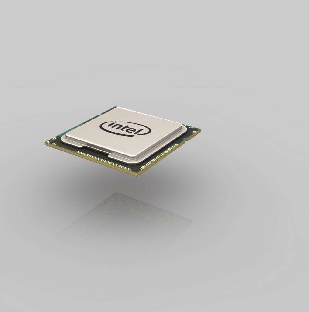 [08/07/2009] Prozessor (Maßstab: ~20mm): Eine vollständige CPU (hier: Core i7) stellt das komplexeste Produkt überhaupt dar. Der Herstellungsprozess wurde hier stark vereinfacht wiedergegeben, in Wirklichkeit sind mehrere hundert Einzelschritte (zum Großteil Wiederholungen des beschriebenen) nötig, bei deren Durchführung zusätzlich höchste Anforderungen an die Sauberkeit gestellt werden.