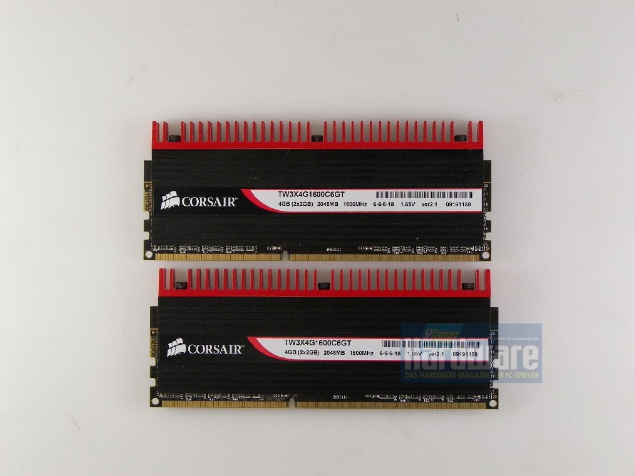[06/07/2009] Corsair TW3X4G1600C6GT: 2 x 2.048 MiByte DDR3-1600, 6-6-6-18, 1,65 Volt (1)