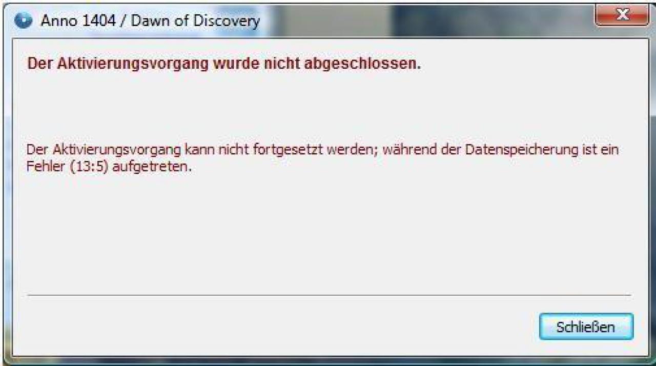 [02/07/2009] Gegen die Fehlermeldung 13:5 hilft laut Ubisoft eine Deaktivierung der Benutzerkontensteuerung unter Vista und das ausführen des Setups mit Administratorrechten.
