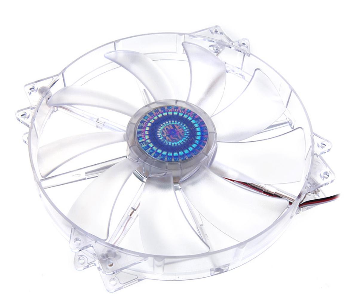 [15/07/2009] 200-Millimeter-Lüfter Megaflow von Cooler Master mit blauen LEDs.