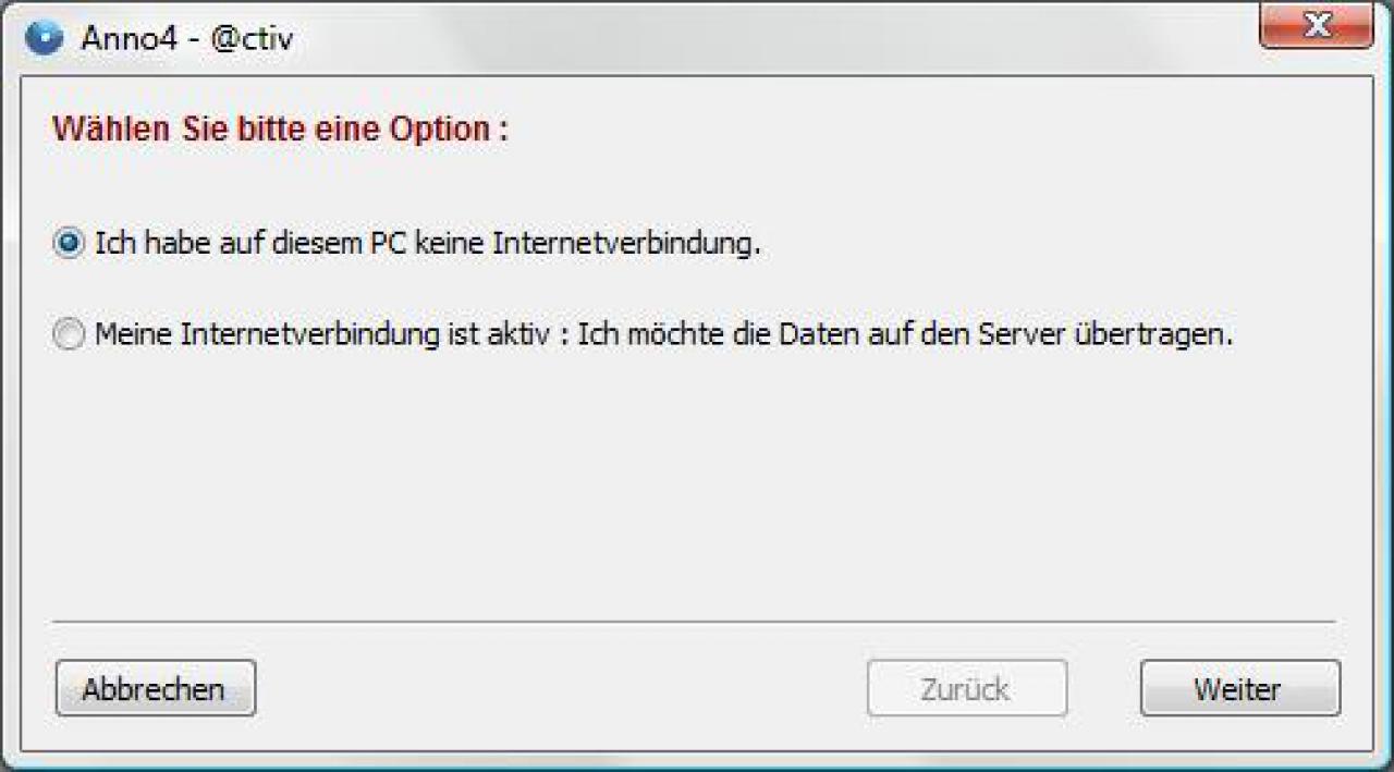 [02/07/2009] Der erste Schritt zur manuellen Offline-Aktivierung.