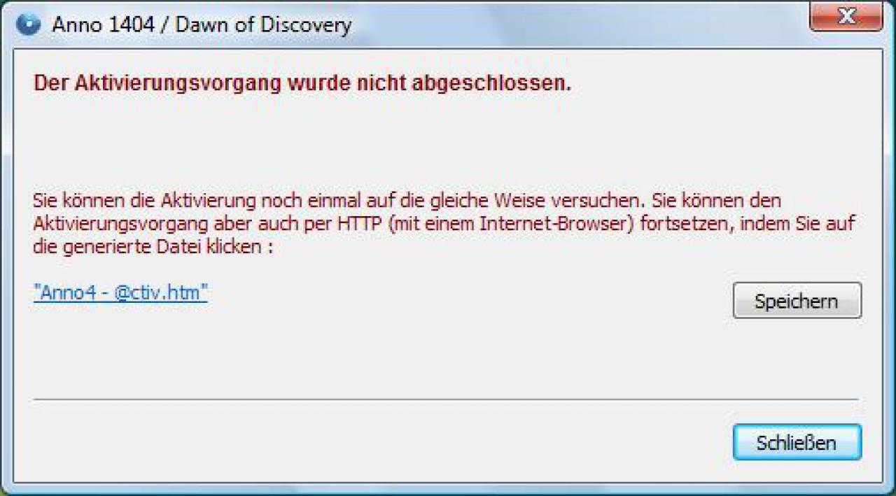 [02/07/2009] Offline Aktivierung: Anno4-@ctiv-Datei speichern und auf einen mit dem Internet verbundenen PC aktivieren.